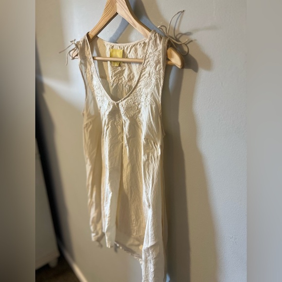 100% Silk Maeve Anthropologie Afterglow Embroidered Top Ivory Blouse Size Small - Picture 8 of 12